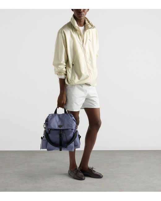 Prada Blue Large Re-Nylon-Leather Explore Backpack for men