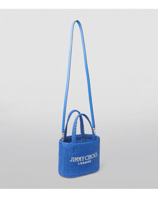 Jimmy Choo Blue Mini Woven Beach Tote Bag