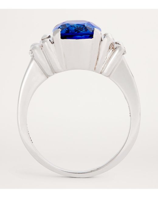 Suzanne Kalan Blue Ceylon Sapphire And Diamond One Of A Kind Ring