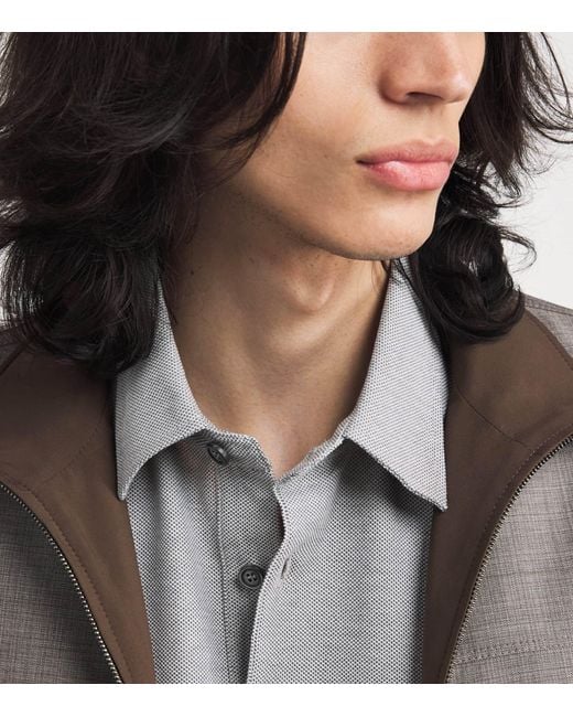 Brioni Gray Cotton Piqué Polo Shirt for men