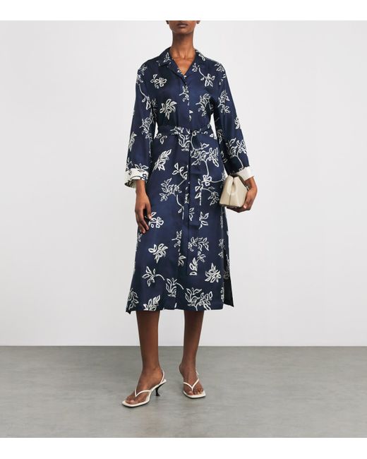 Max Mara Blue Silk Kaftan Midi Dress