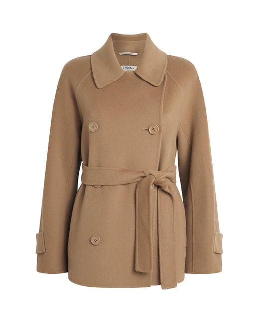 Max Mara Brown Wool Short Trench Coat