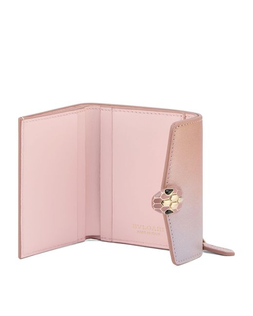 BVLGARI Pink Leather Serpenti Forever Compact Wallet