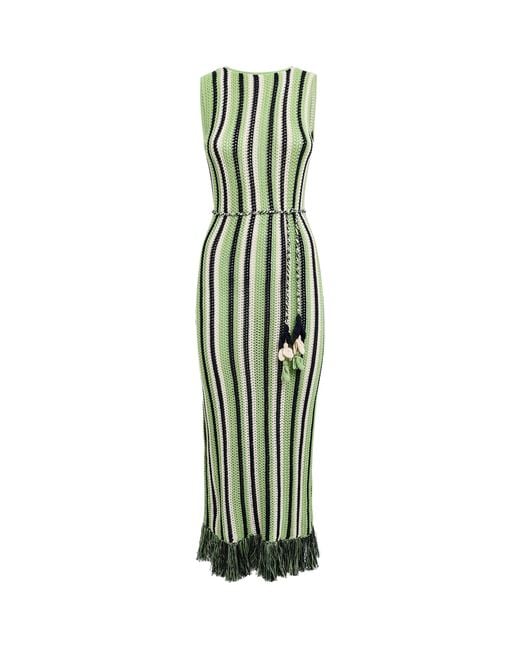 Escvdo Green Fringe Misti Midi Dress
