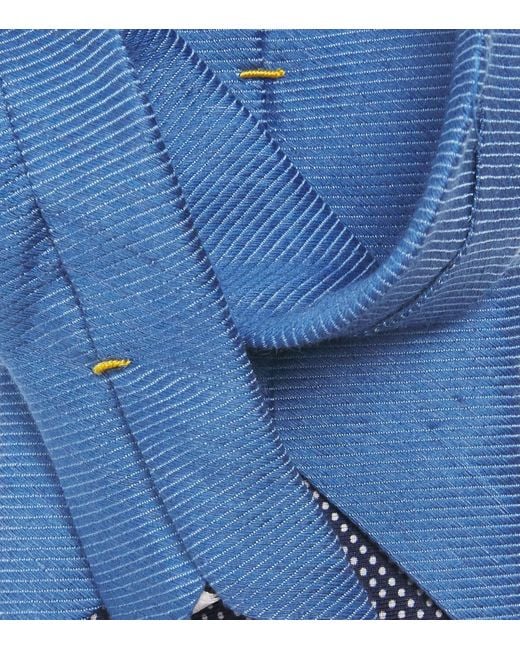 Eton of Sweden Blue Silk-Linen-Cotton Tie for men