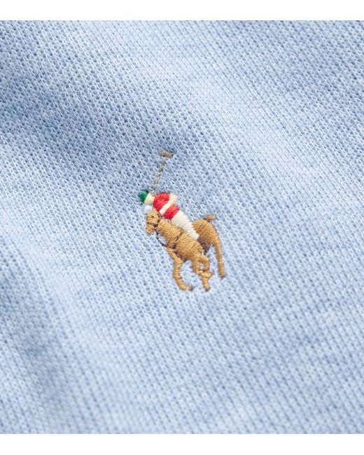 Polo Ralph Lauren Blue Cotton Logo Quarter-Zip Sweater for men