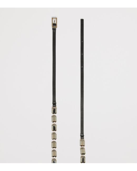 Max Mara White Nappa Leather Jewelled Belt