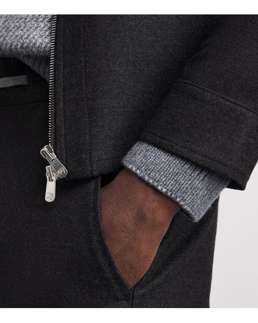 Marco Pescarolo Black Stretch-Cashmere 2-Way Zip Jacket for men