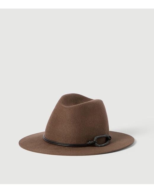Brunello Cucinelli Brown Felt Monili-Detail Fedora