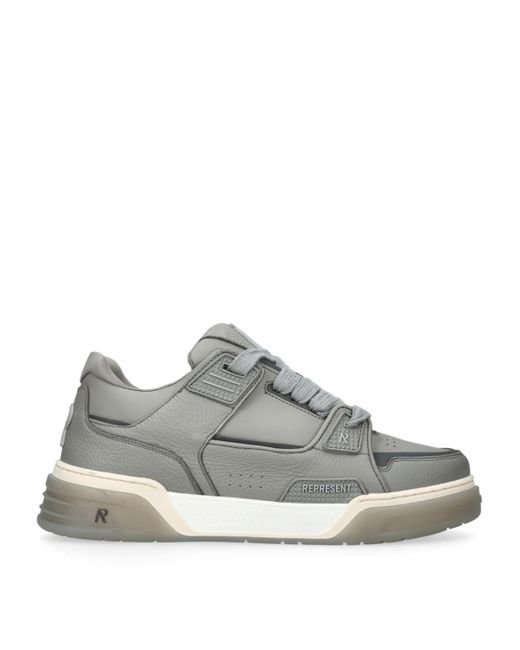 Represent Gray Leather Studio Sneakers for men