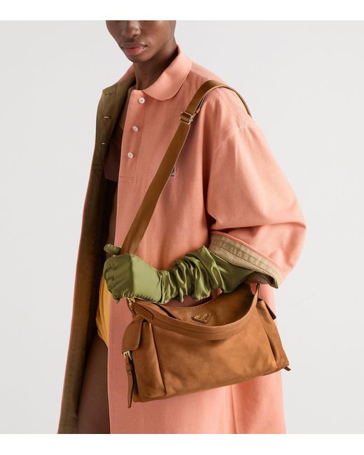 Prada Brown Large Nappa Leather Explore Shoulder Bag