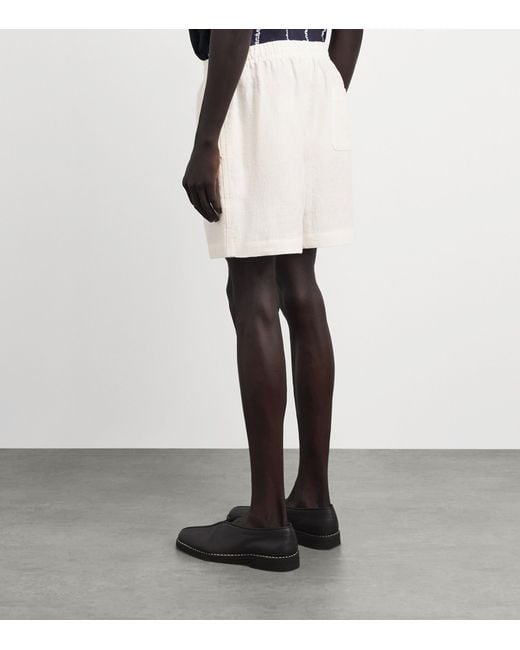 Commas White Linen Drawstring Shorts for men