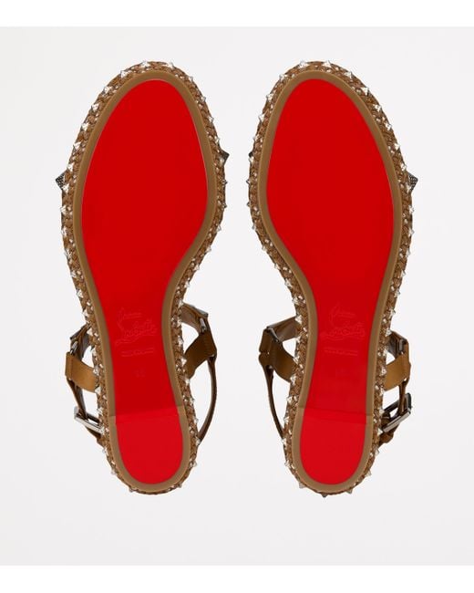 Christian Louboutin Brown Pyraclou Embellished Wedge Sandals 60