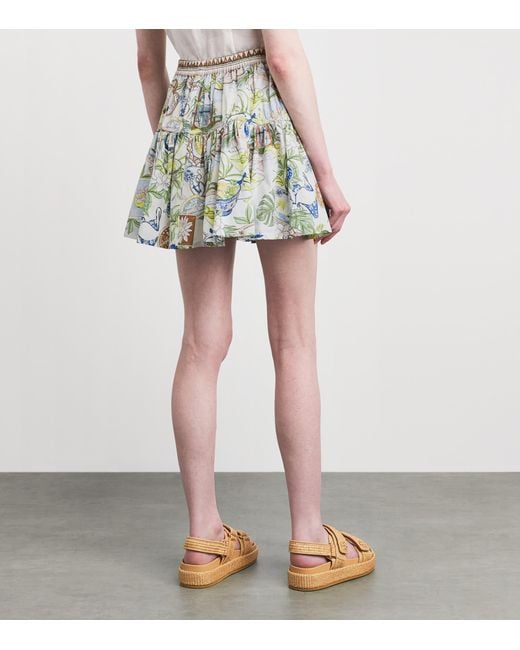 Maje White Cotton Printed Mini Skirt