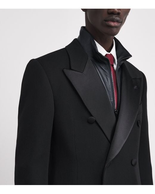 Emporio Armani Black Virgin Wool Double-Breasted Coat for men