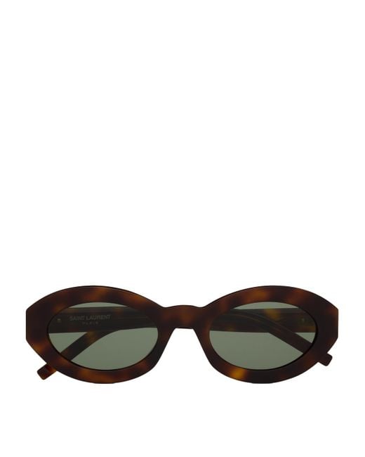 Saint Laurent Black Tortoiseshell Cassandre Oval Sunglasses