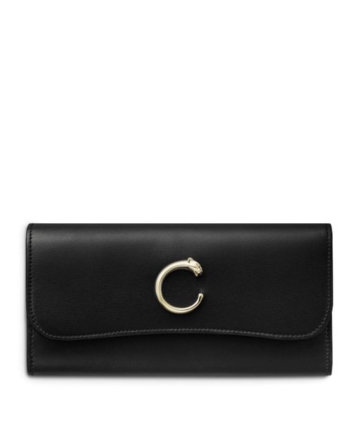 Cartier Black Calfskin Panthère De Wallet