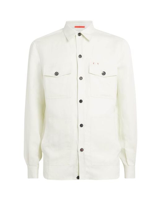 Isaia White Cotton Overshirt for men