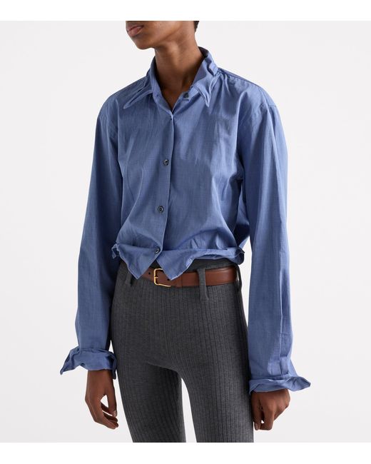 Prada Blue Cotton Shapeable Oversized Shirt