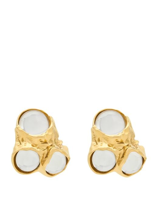 Saint Laurent Metallic Resin-Detail Clip-On Earrings
