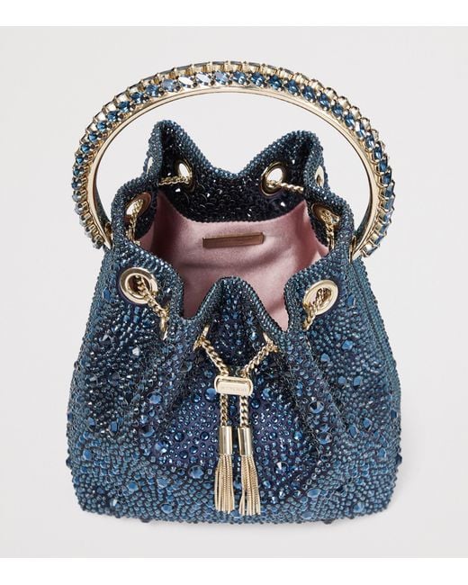 Jimmy Choo Blue Embellished Bon Bon Top-Handle Bag