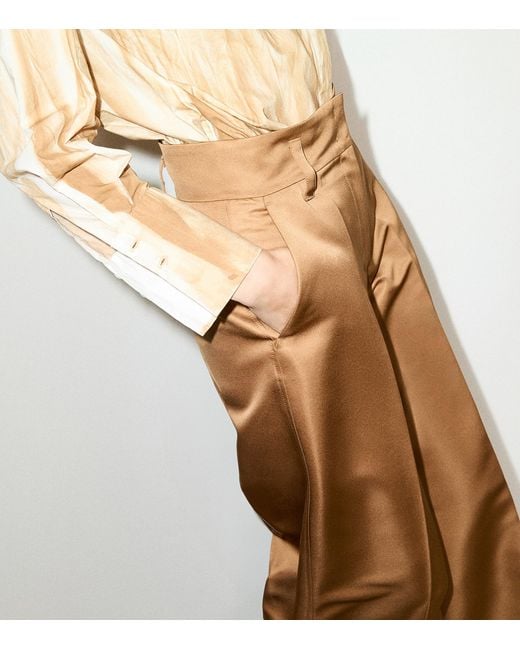 MAX&Co. Natural Satin Wide-Leg Trousers