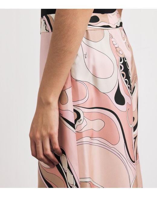 Emilio Pucci Pink Silk Twill Orchidee Print Trousers