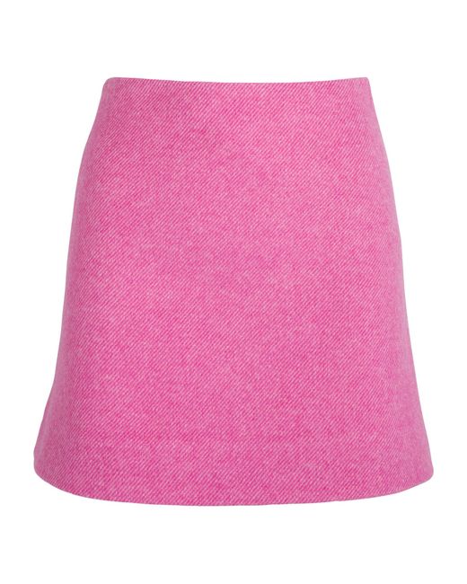 Ganni Pink Wool-blend Mini Skirt