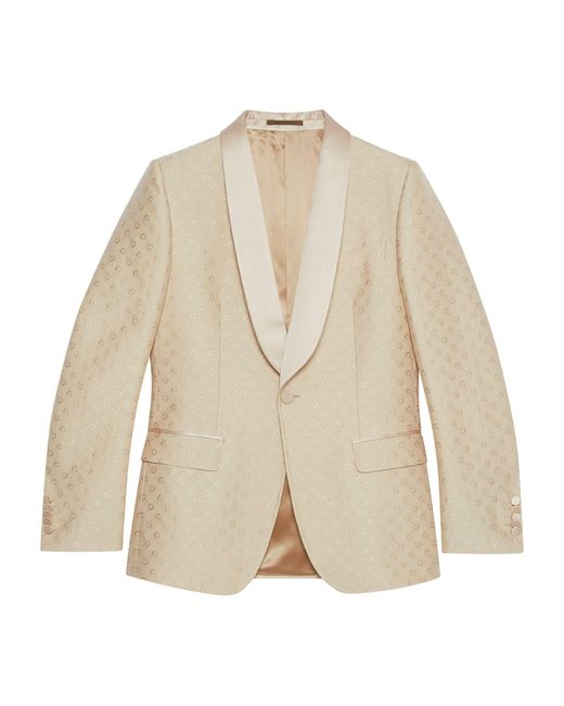 Gucci Natural Horsebit Jacquard Blazer for men