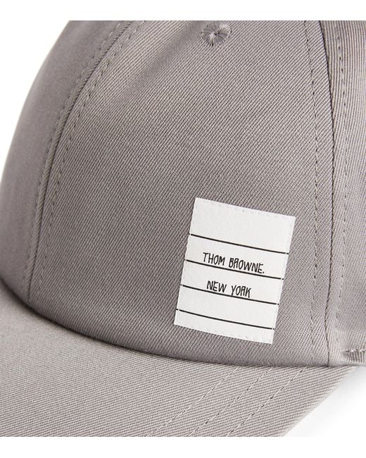 Thom Browne Gray Name Tag Baseball Cap for men
