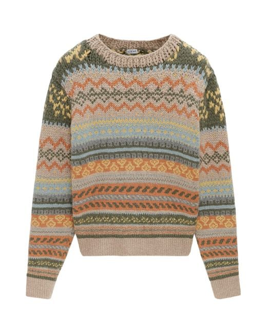 Loewe Gray Cashmere Faire Isle Sweater for men