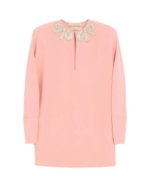 Valentino Pink Silk Bow-Embellished Mini Dress