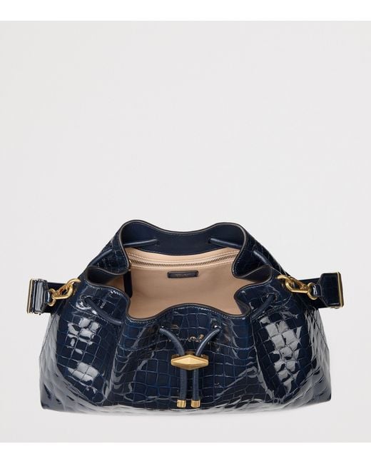 Jimmy Choo Blue Croc-Embossed Bon Bon Shoulder Bag