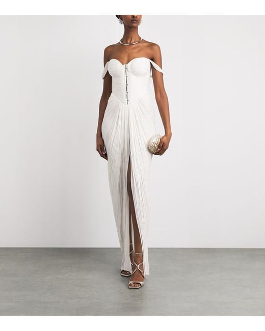Maria Lucia Hohan White Silk Pleated Susie Maxi Dress