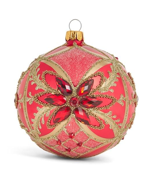 Harrods Pink Glass Flower Bauble