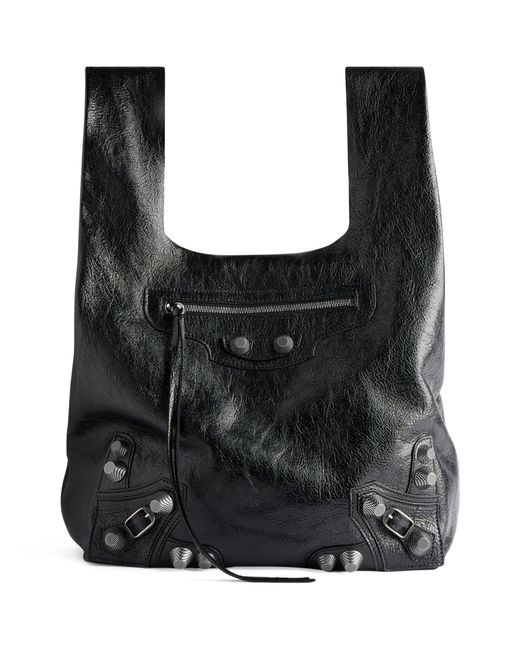 Balenciaga Black Leather Le Cagole Tote Bag for men