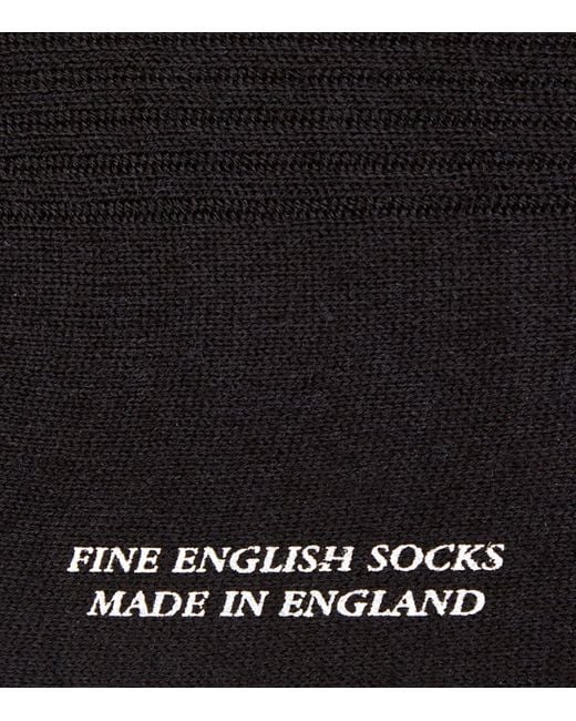 Pantherella Black Merino Wool-Blend Short Socks for men