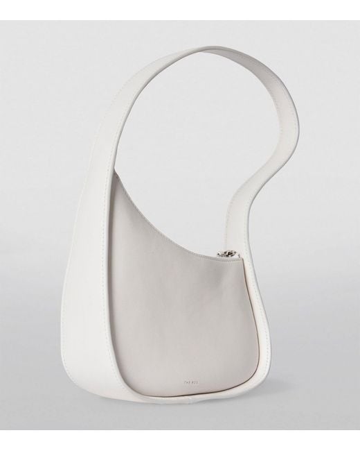 The Row White Leather Half Moon Shoulder Bag