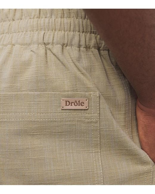 Drole de Monsieur Natural Cotton-Blend Drawstring Relaxed Trousers for men