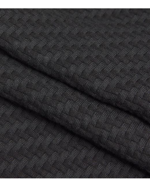 Brioni Black Cotton-Silk-Cashmere Trama Weave Sweater for men