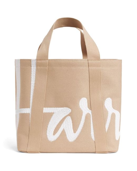 Harrods Natural Small Logo Tote Bag