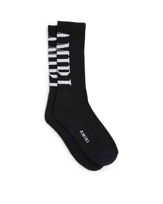 Amiri Cotton Vertical Core Logo Socks in Black for Men - Lyst