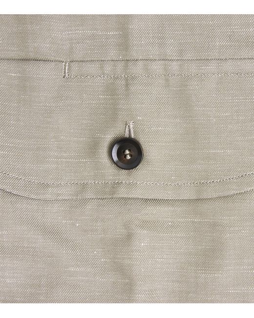 Brioni Gray Cotton-Linen Twin-Pocket Shirt for men