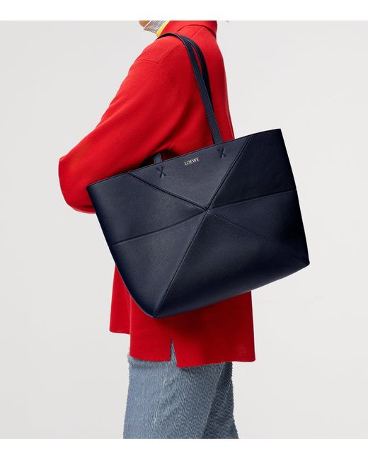Loewe Blue Medium Leather Puzzle Fold Tote Bag
