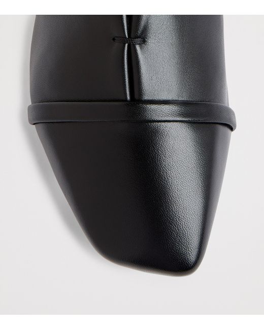 Malone Souliers Black Nappa Leather Lace-Up Jean Flats