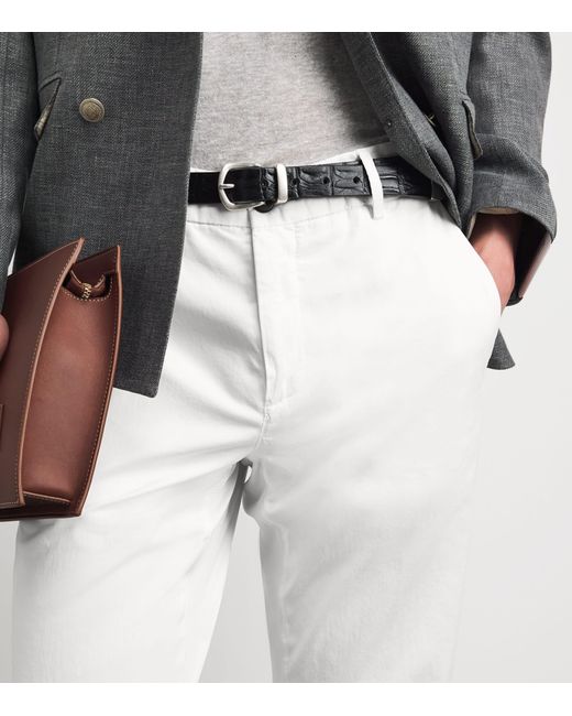 Eleventy White Cotton-Silk Chinos for men