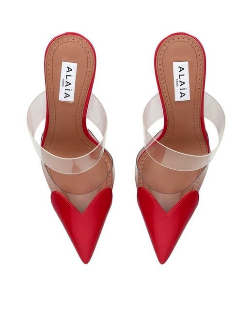Alaïa Red Patent Coeur Mules 90