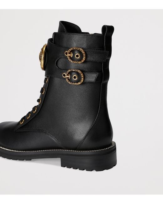 Kurt Geiger Black Leather Stoop Lace-Up Boots