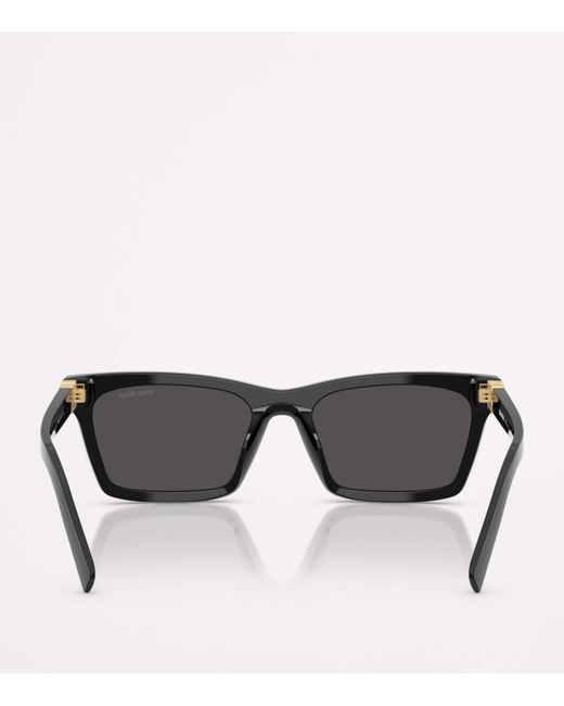 Miu Miu Black Acetate Rectangular Sunglasses