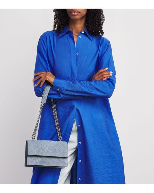 Tory Burch Blue Small Denim Fleming Shoulder Bag